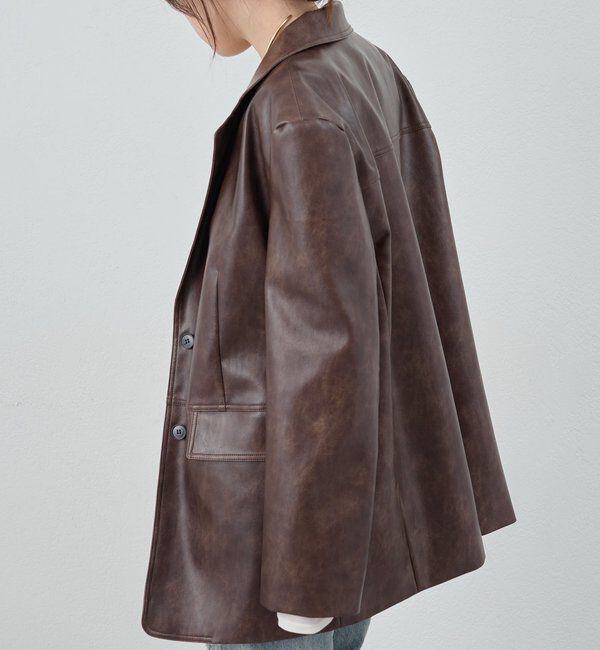  「【26SS予約】レザーテーラージャケット」|テーラードジャケット|