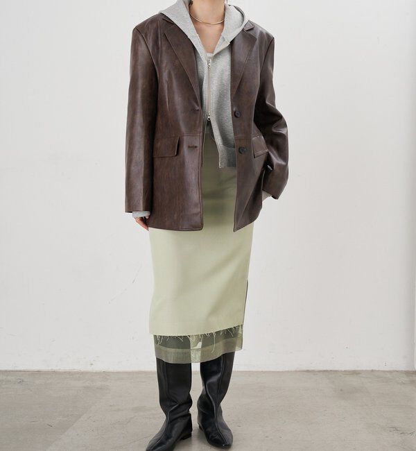  「【26SS予約】レザーテーラージャケット」|テーラードジャケット|