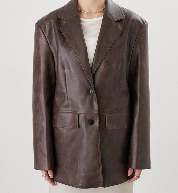  「【26SS予約】レザーテーラージャケット」|テーラードジャケット|