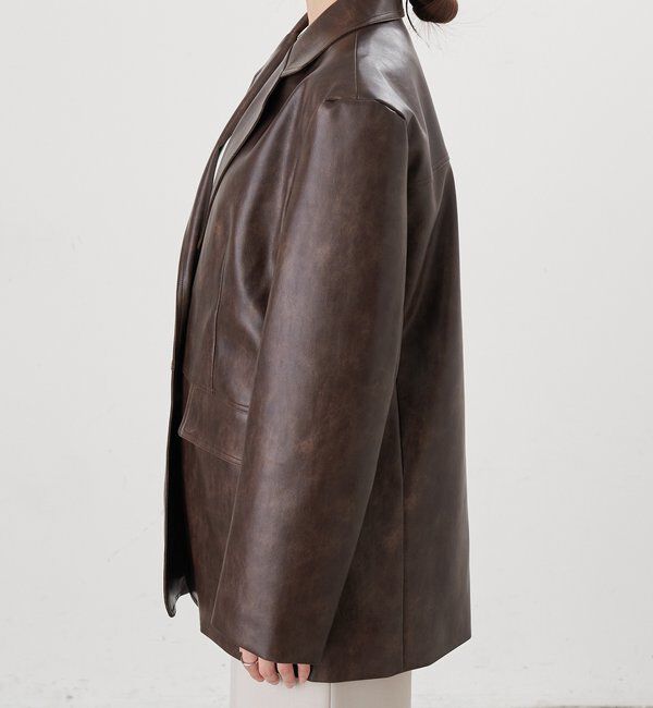  「【26SS予約】レザーテーラージャケット」|テーラードジャケット|