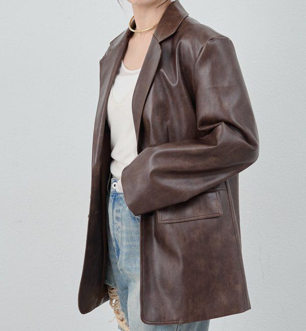  「【26SS予約】レザーテーラージャケット」|テーラードジャケット|