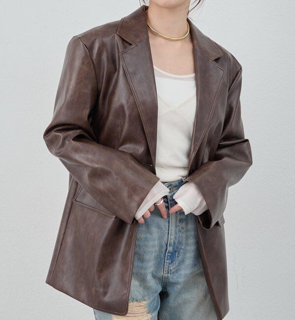  「【26SS予約】レザーテーラージャケット」|テーラードジャケット|