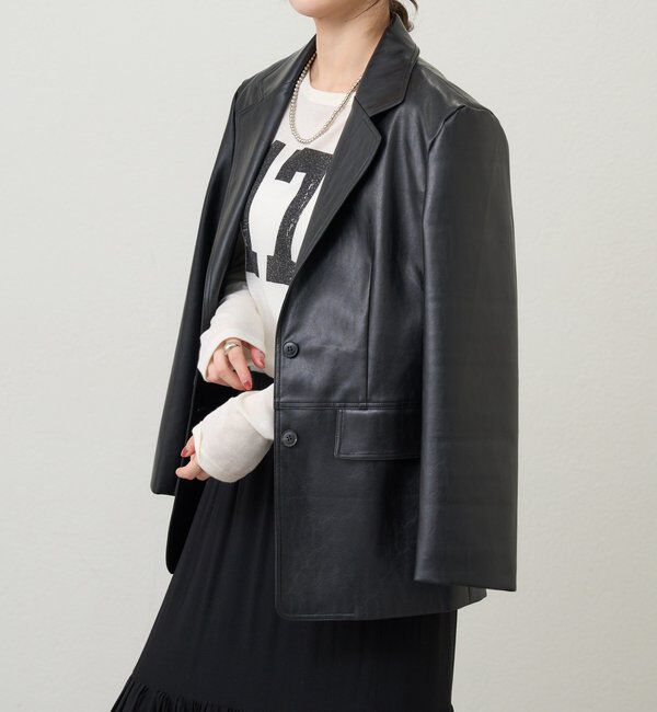  「【26SS予約】レザーテーラージャケット」|テーラードジャケット|