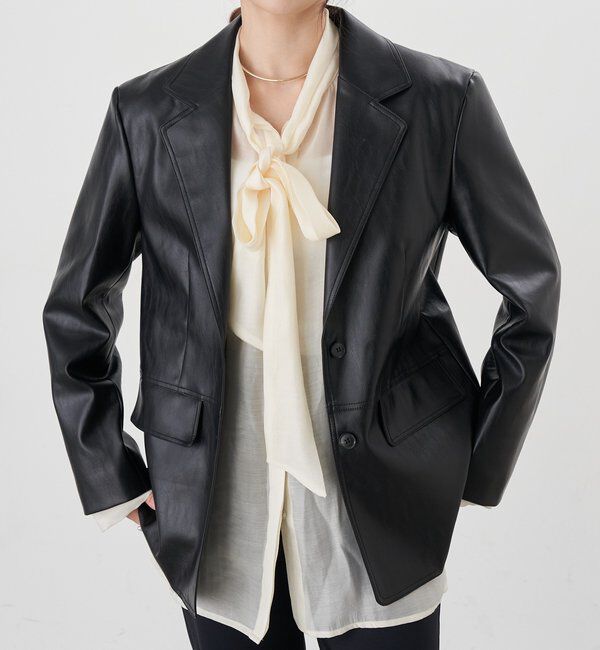  「【26SS予約】レザーテーラージャケット」|テーラードジャケット|