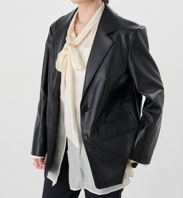  「【26SS予約】レザーテーラージャケット」|テーラードジャケット|