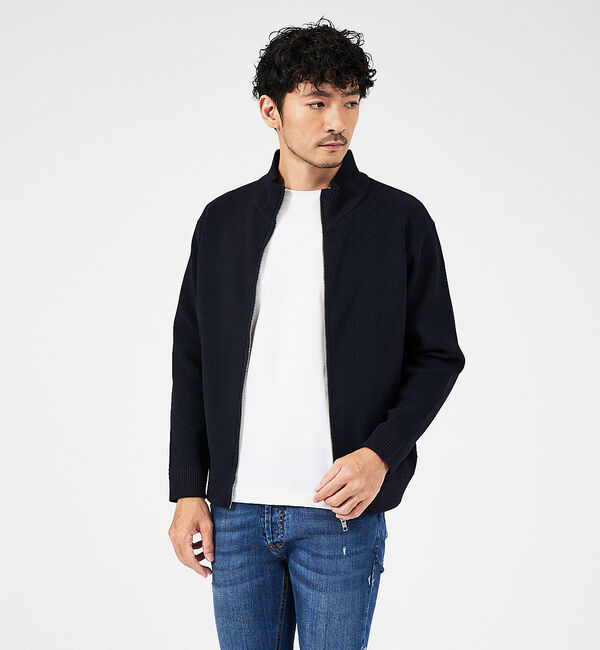 ABAHOUSE「【定番人気】12ゲージ 畦編み ドライバーズニット」|ニット・セーター|ネイビー