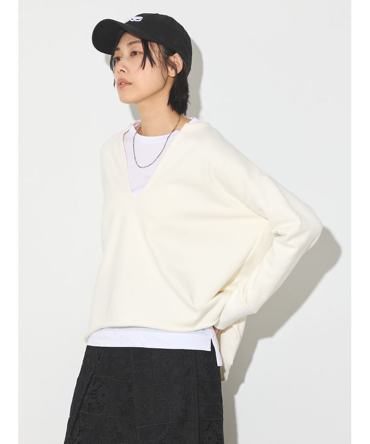 GARAGE OF GOOD CLOTHING「Vネック裾切りっぱなしプルオーバー」|Tシャツ・カットソー|White