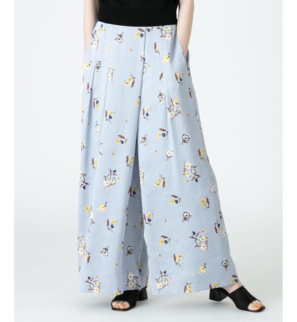 LOULOU WILLOUGHBY「《WEB LIMITED》【LOULOU WILLOUGHBY】ヴィンテージフラワーアシンメトリーパンツ」|その他|サックス