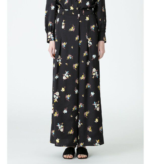 LOULOU WILLOUGHBY「《WEB LIMITED》【LOULOU WILLOUGHBY】ヴィンテージフラワーアシンメトリーパンツ」|その他|ブラック