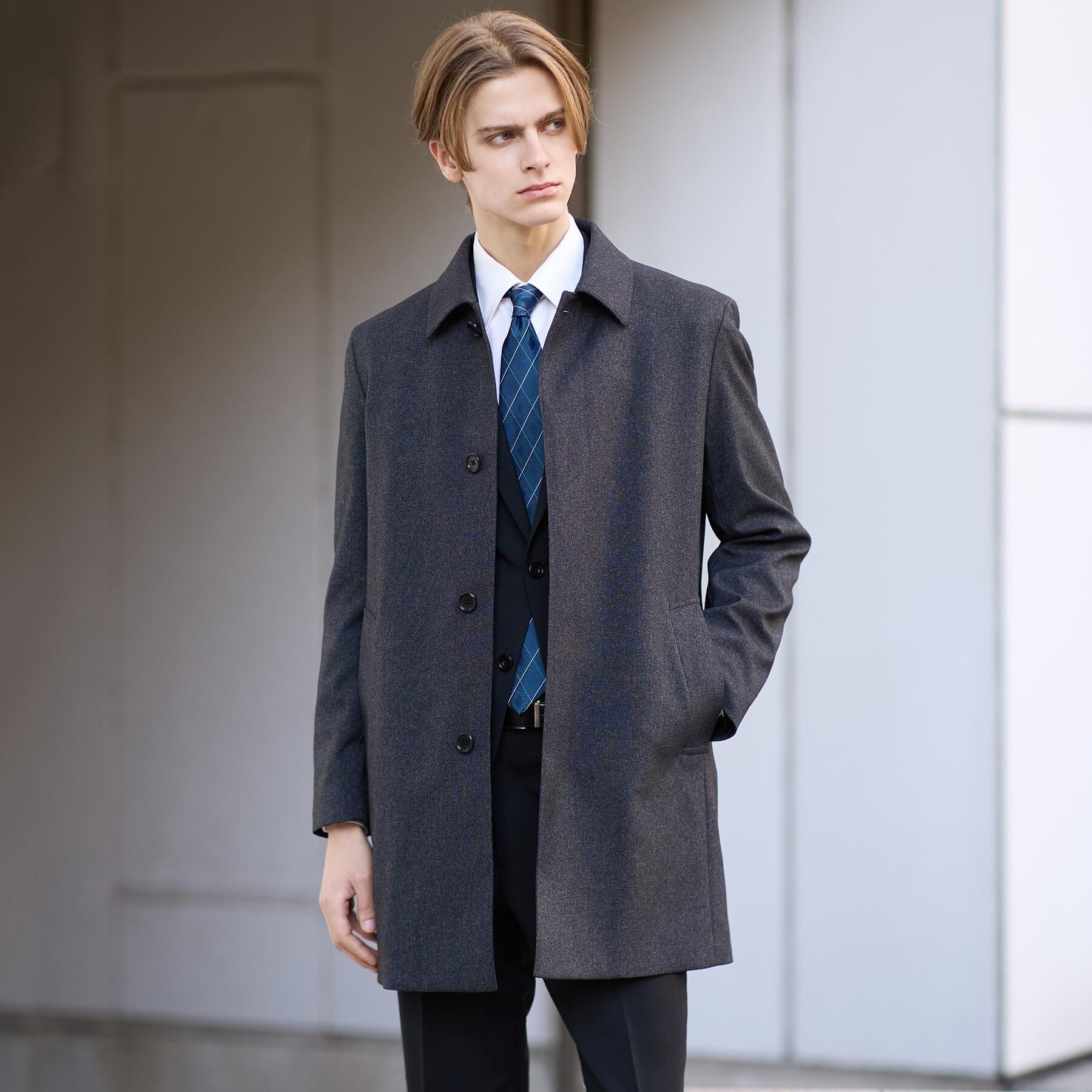 TAKEO KIKUCHI「【ダウンライナー付き】メランジ ステンカラー コート」|ステンカラーコート|チャコールグレー(0