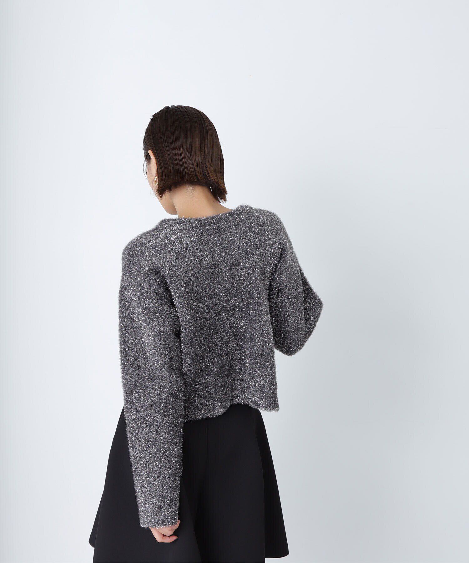  「ラメ接結クロップドニットブルゾン　24AW」|ニット・セーター|