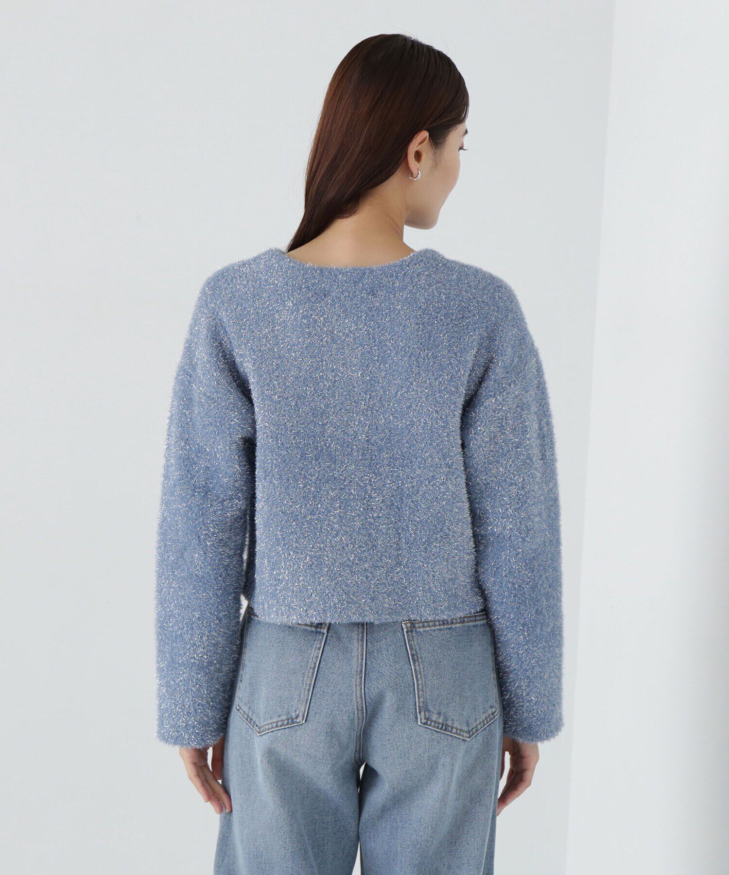  「ラメ接結クロップドニットブルゾン　24AW」|ニット・セーター|