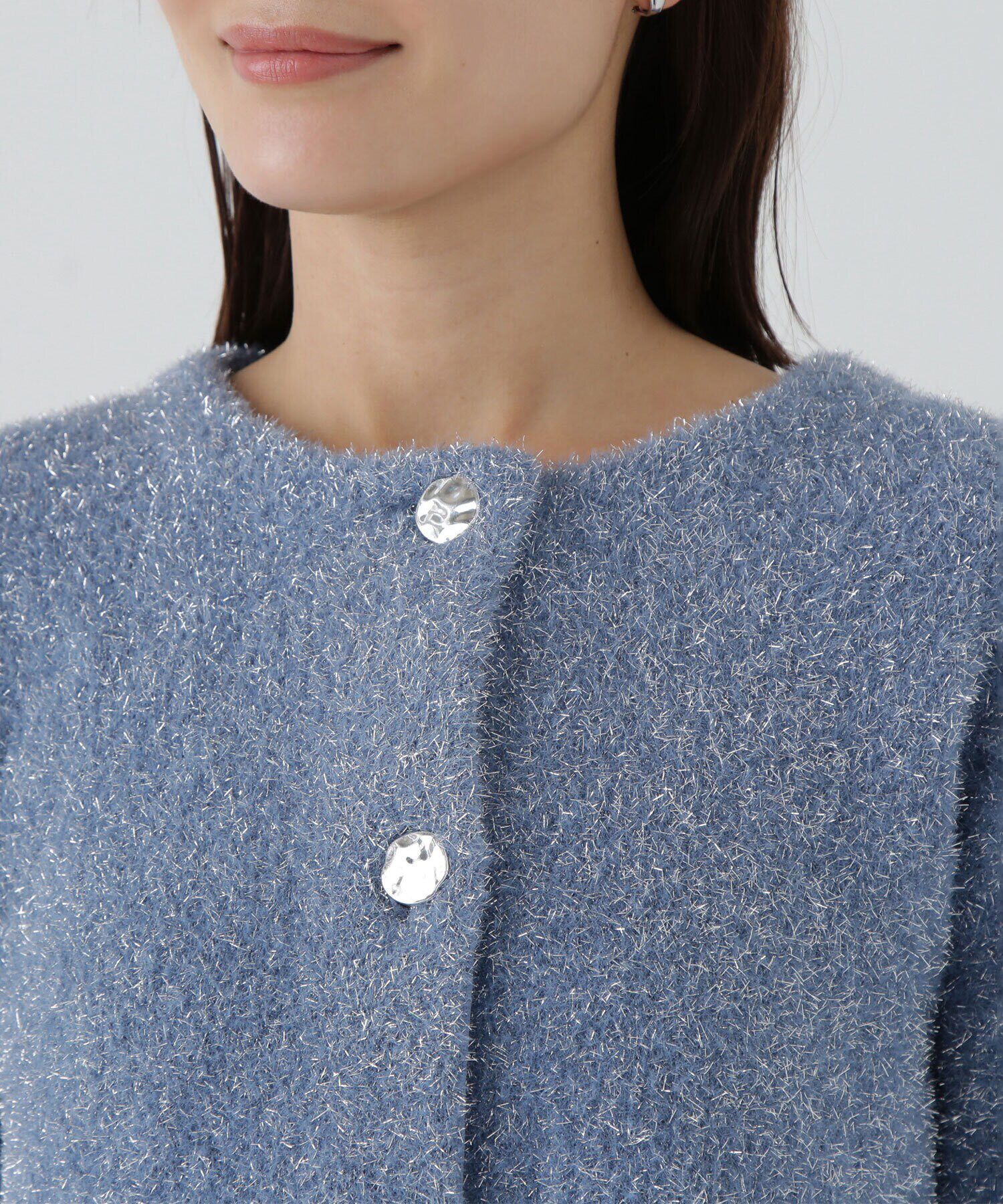  「ラメ接結クロップドニットブルゾン　24AW」|ニット・セーター|