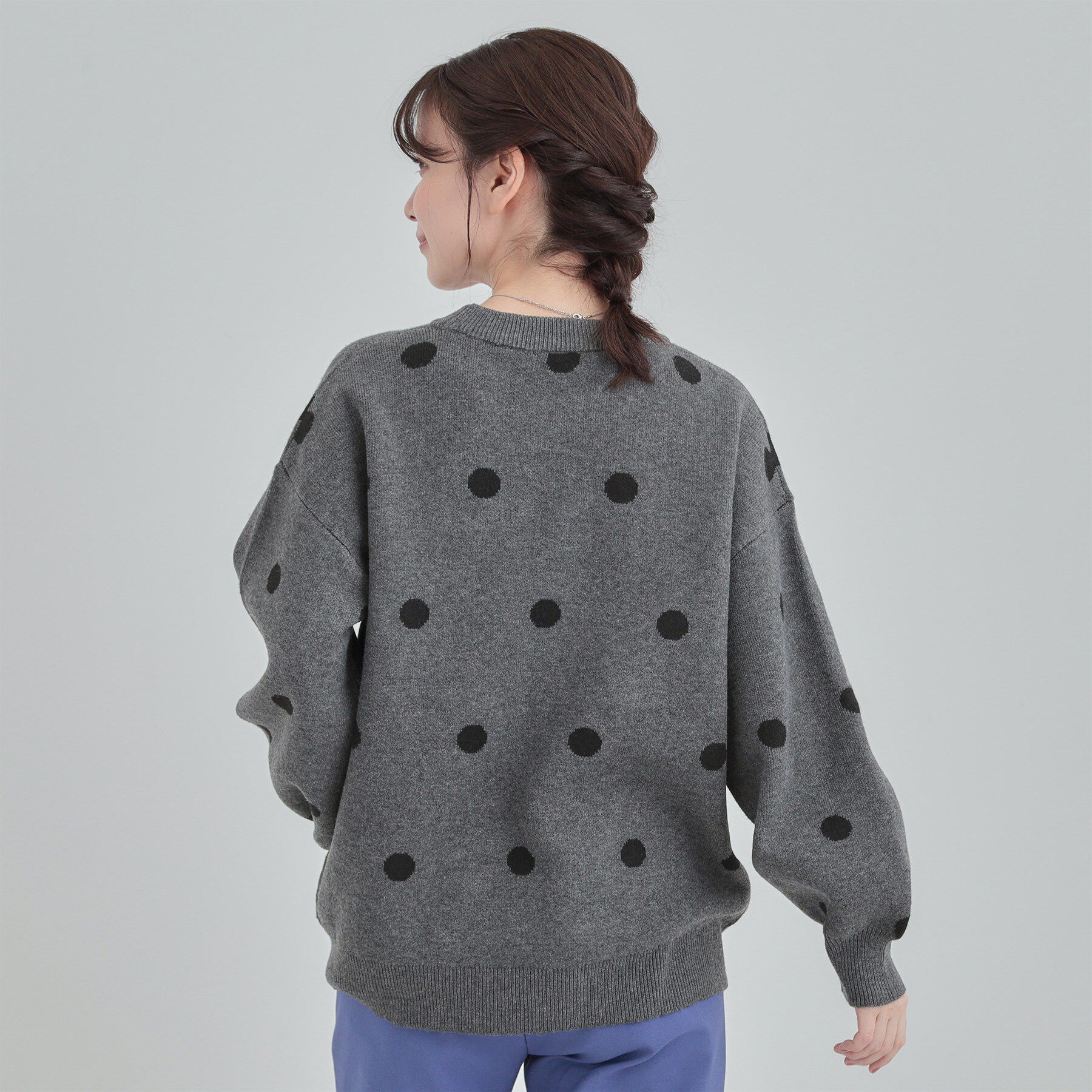 SHOO･LA･RUE「【S-LL/洗濯機可】体型カバーできる 大人のドット柄ニット」|ニット・セーター|