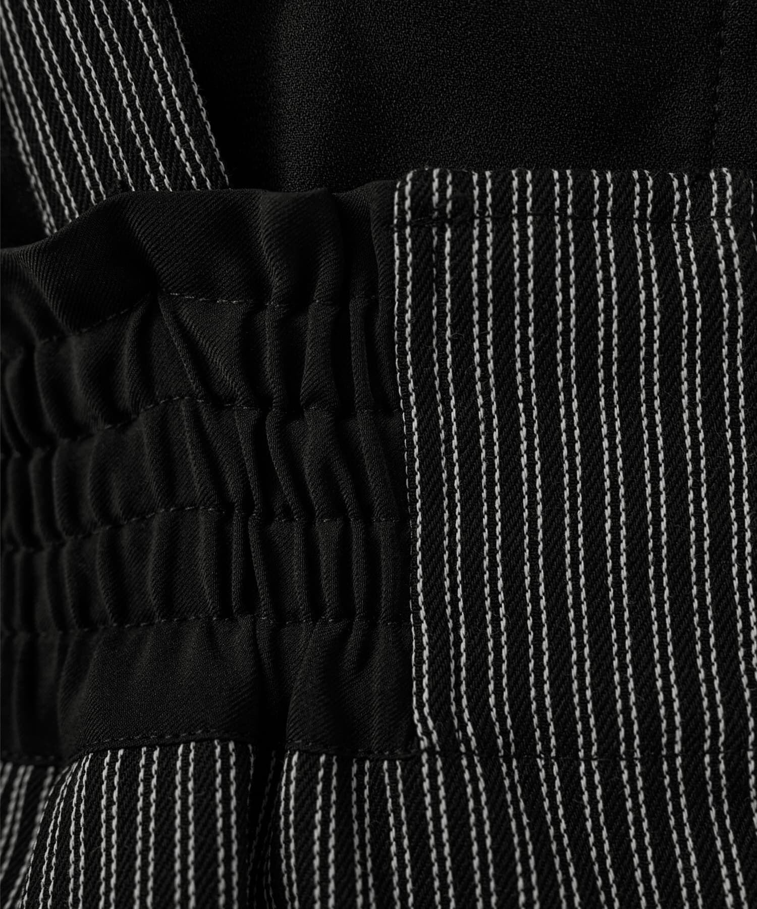 STYLE DELI「ストライプ生地サスペンダー付きコクーンスカート」|台形|