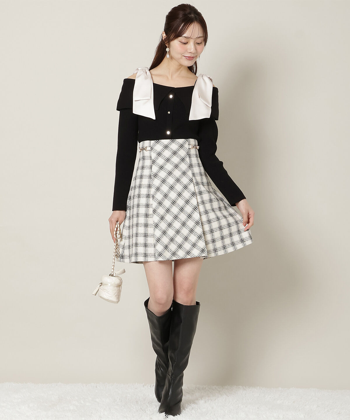 WILLSELECTION「リボンオフショルニットプルオーバー」|ニット・セーター|