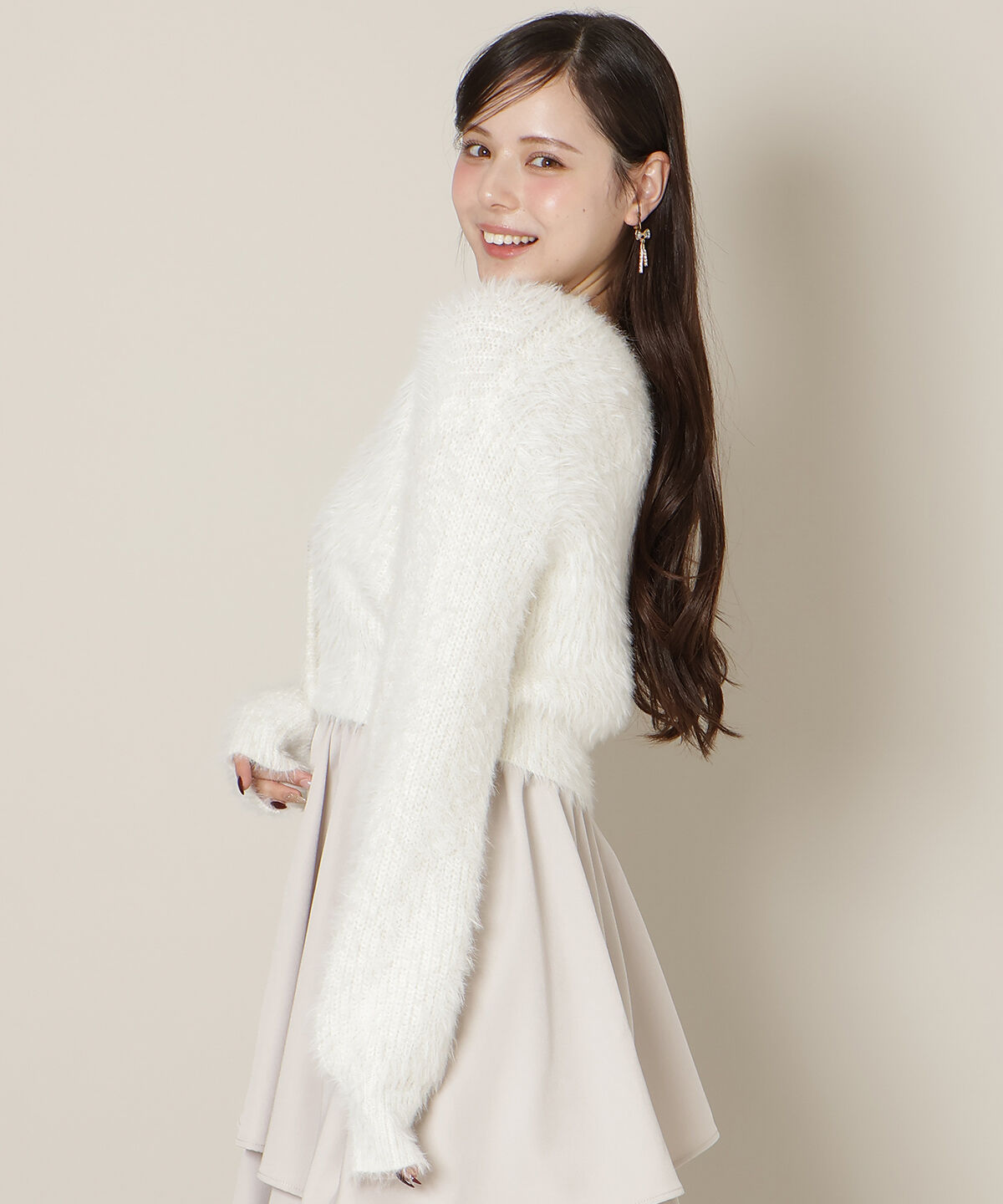 WILLSELECTION「Vネックラメフェザーカーディガン」|カーディガン|