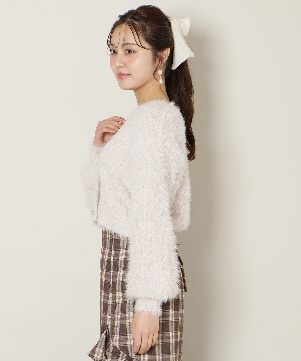 WILLSELECTION「Vネックラメフェザーカーディガン」|カーディガン|