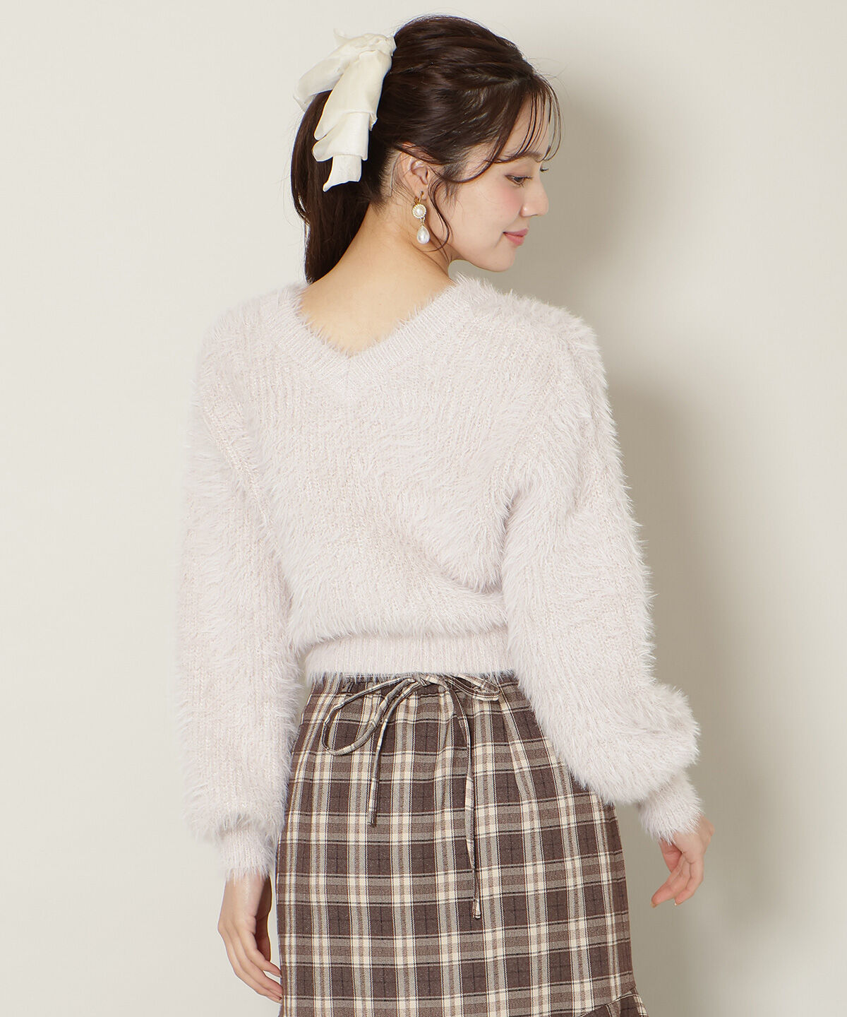 WILLSELECTION「Vネックラメフェザーカーディガン」|カーディガン|