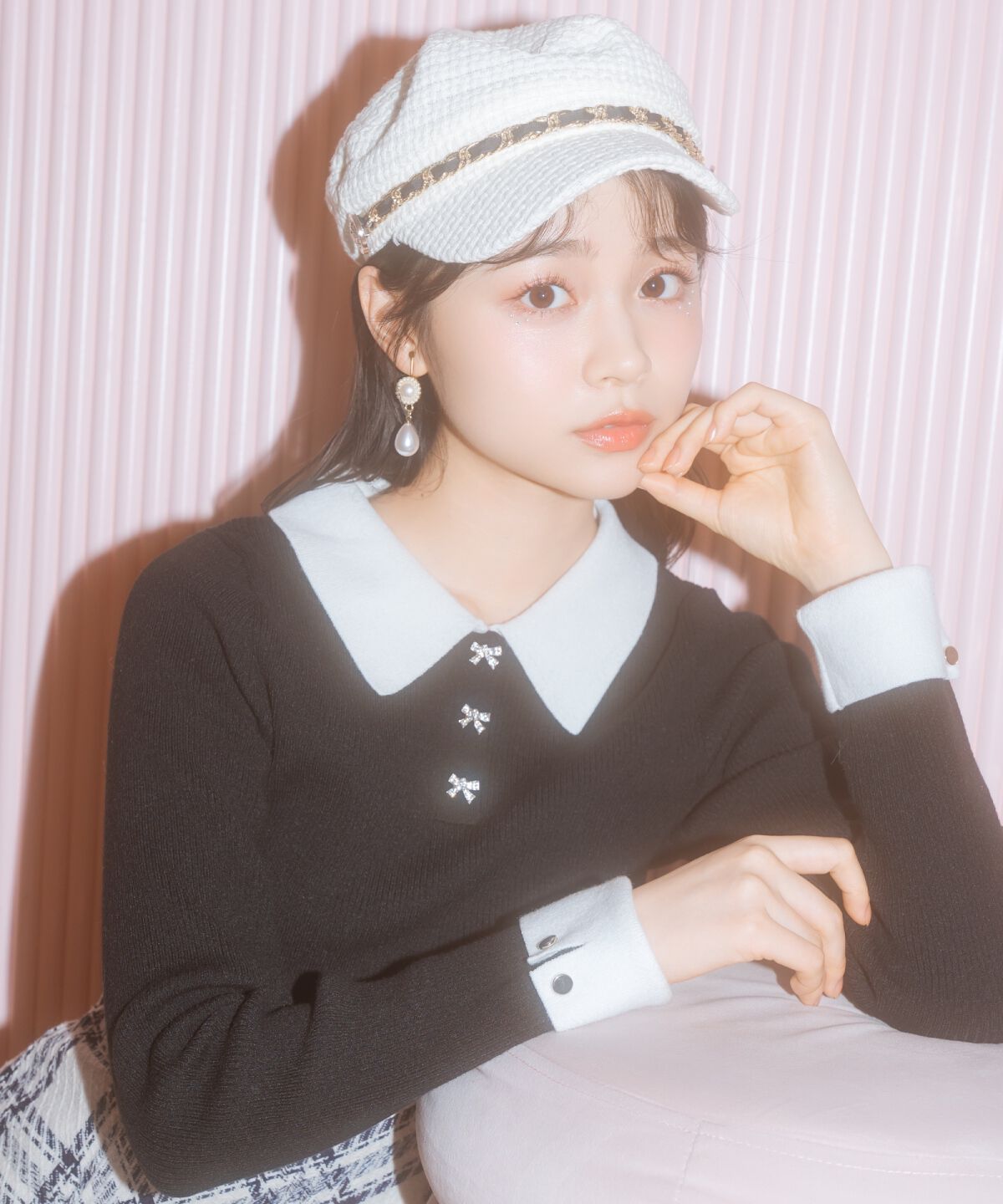 WILLSELECTION「ポロカラーリブニット」|ニット・セーター|ブラック