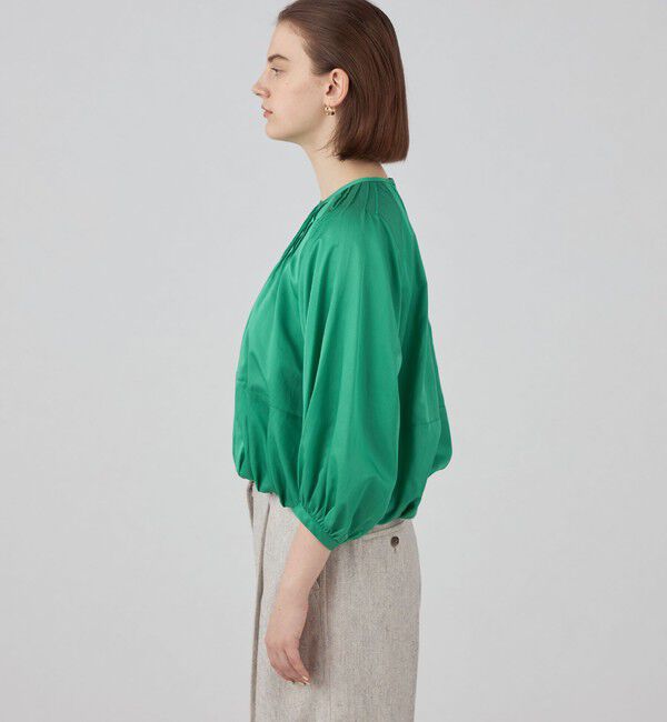 Ballsey「コットンシルクサテン ピンタックパフブラウス」|シャツ・ブラウス|