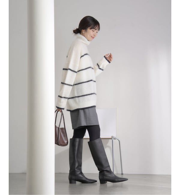 IENA「モヘヤミックスボーダーハイネックプルオーバー」|ニット・セーター|