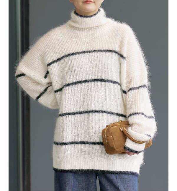 IENA「モヘヤミックスボーダーハイネックプルオーバー」|ニット・セーター|