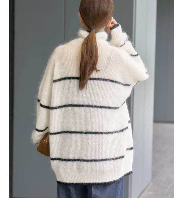 IENA「モヘヤミックスボーダーハイネックプルオーバー」|ニット・セーター|