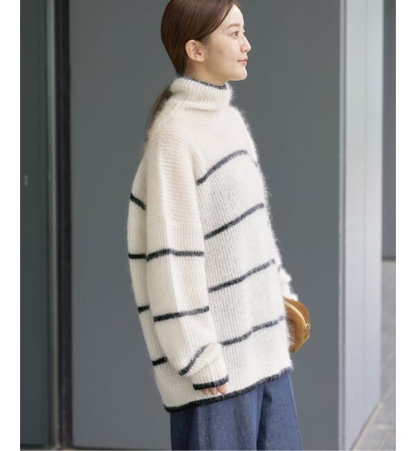 IENA「モヘヤミックスボーダーハイネックプルオーバー」|ニット・セーター|