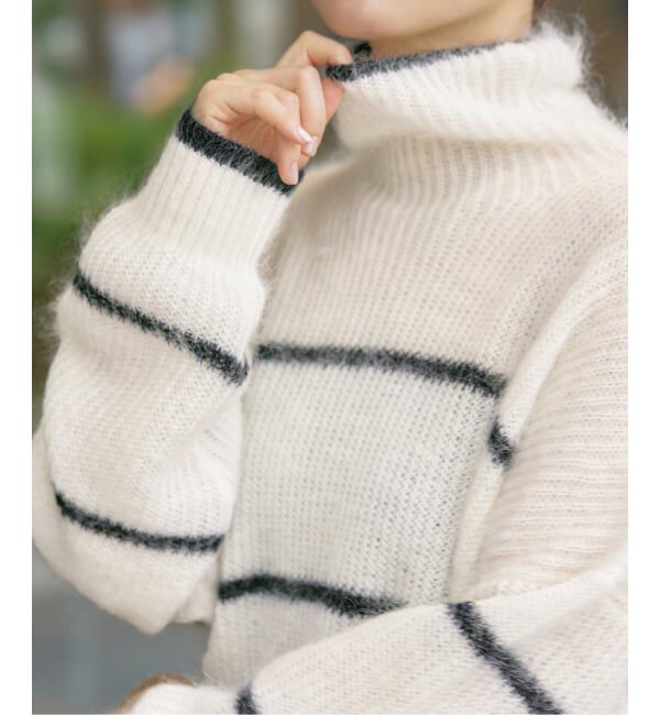 IENA「モヘヤミックスボーダーハイネックプルオーバー」|ニット・セーター|