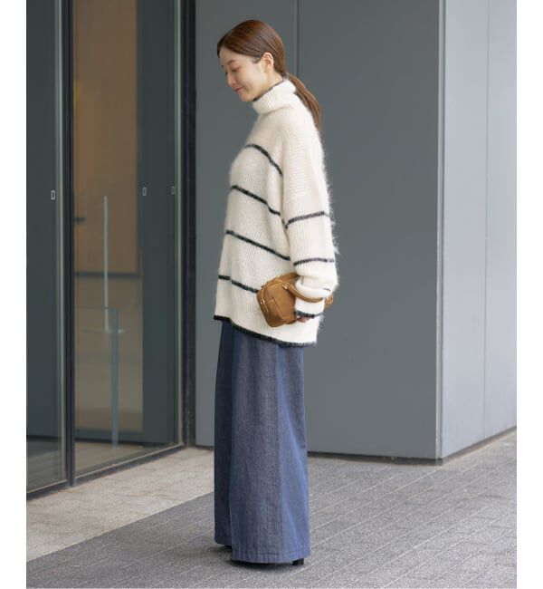 IENA「モヘヤミックスボーダーハイネックプルオーバー」|ニット・セーター|