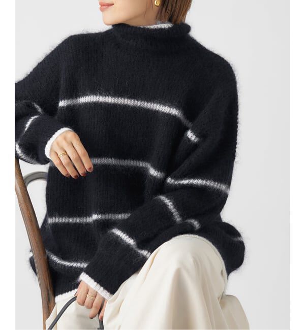 IENA「モヘヤミックスボーダーハイネックプルオーバー」|ニット・セーター|