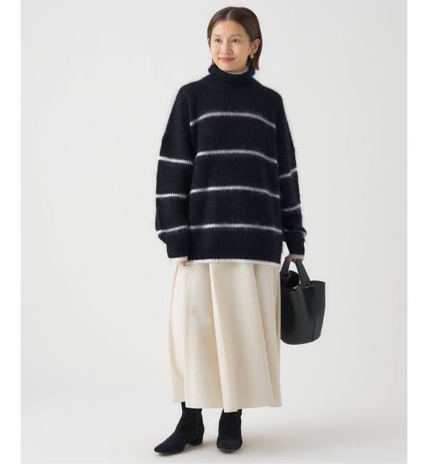 IENA「モヘヤミックスボーダーハイネックプルオーバー」|ニット・セーター|