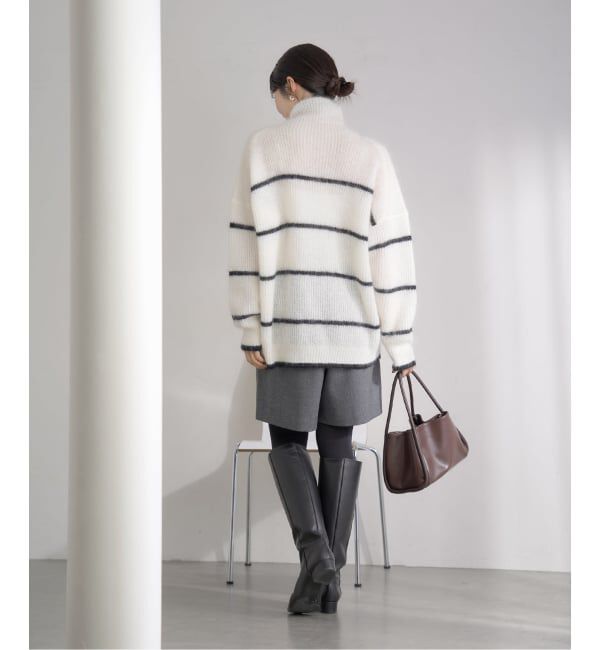 IENA「モヘヤミックスボーダーハイネックプルオーバー」|ニット・セーター|