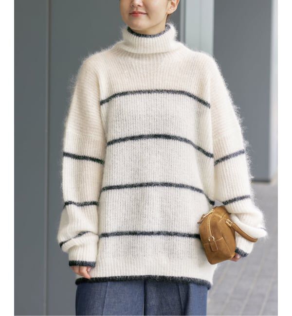 IENA「モヘヤミックスボーダーハイネックプルオーバー」|ニット・セーター|