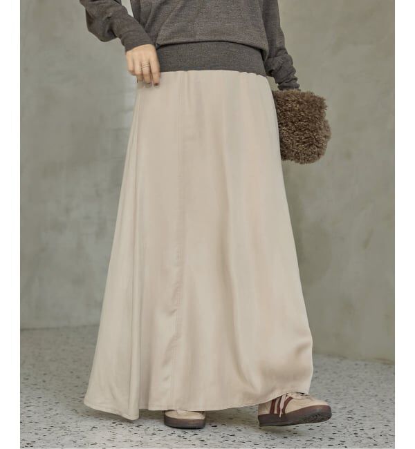 IENA「キュプラフィブリルフレアスカート」|スカート|ベージュ