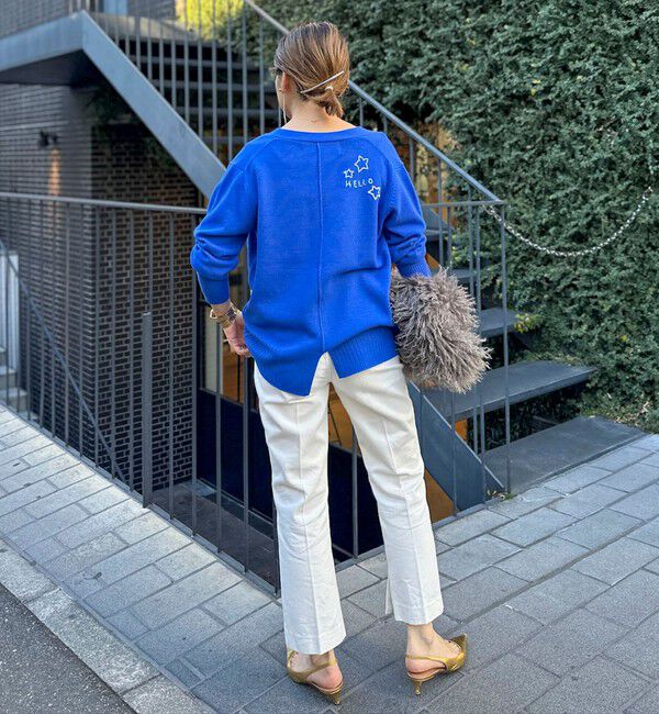 Rie Miller「《手洗い可能》ハンド刺繍Vネックカーディガン」|カーディガン|