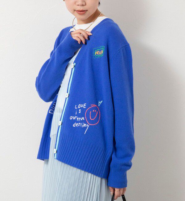 Rie Miller「《手洗い可能》ハンド刺繍Vネックカーディガン」|カーディガン|