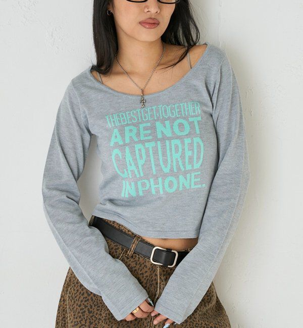  「【WEB限定】メッセージロゴニット」|ニット・セーター|グレー