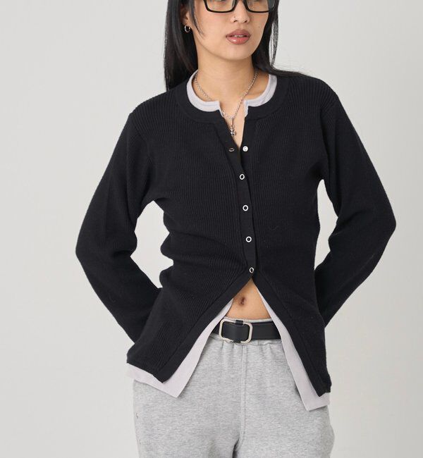  「レイヤードヘンリーナローカーデ」|ニット・セーター|