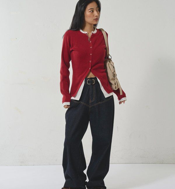  「レイヤードヘンリーナローカーデ」|ニット・セーター|