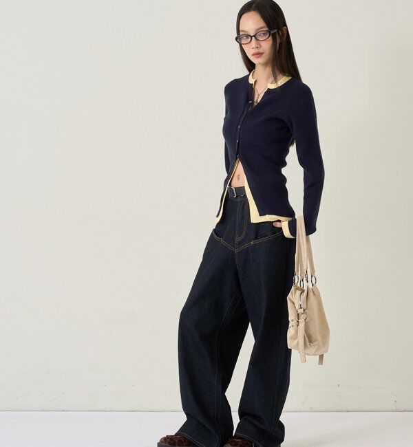  「レイヤードヘンリーナローカーデ」|ニット・セーター|