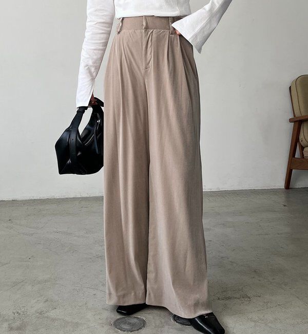  「ベロアワイドパンツ」|チノ|グレージュ