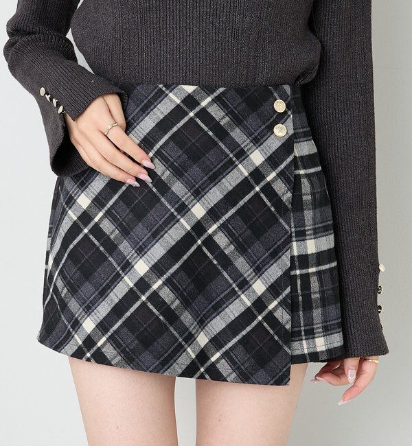  「金ボタン付スタイルアップスカショーパン」|スカート|