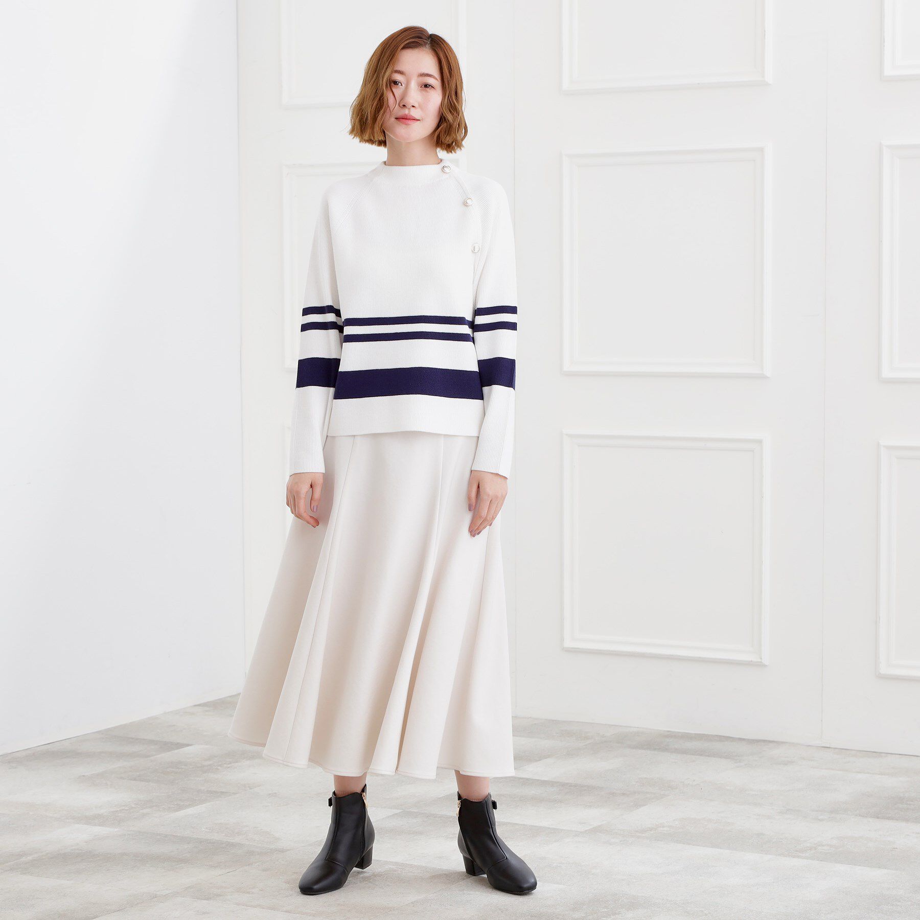 grove「ラグランスリーブ肩釦ニット」|ニット・セーター|