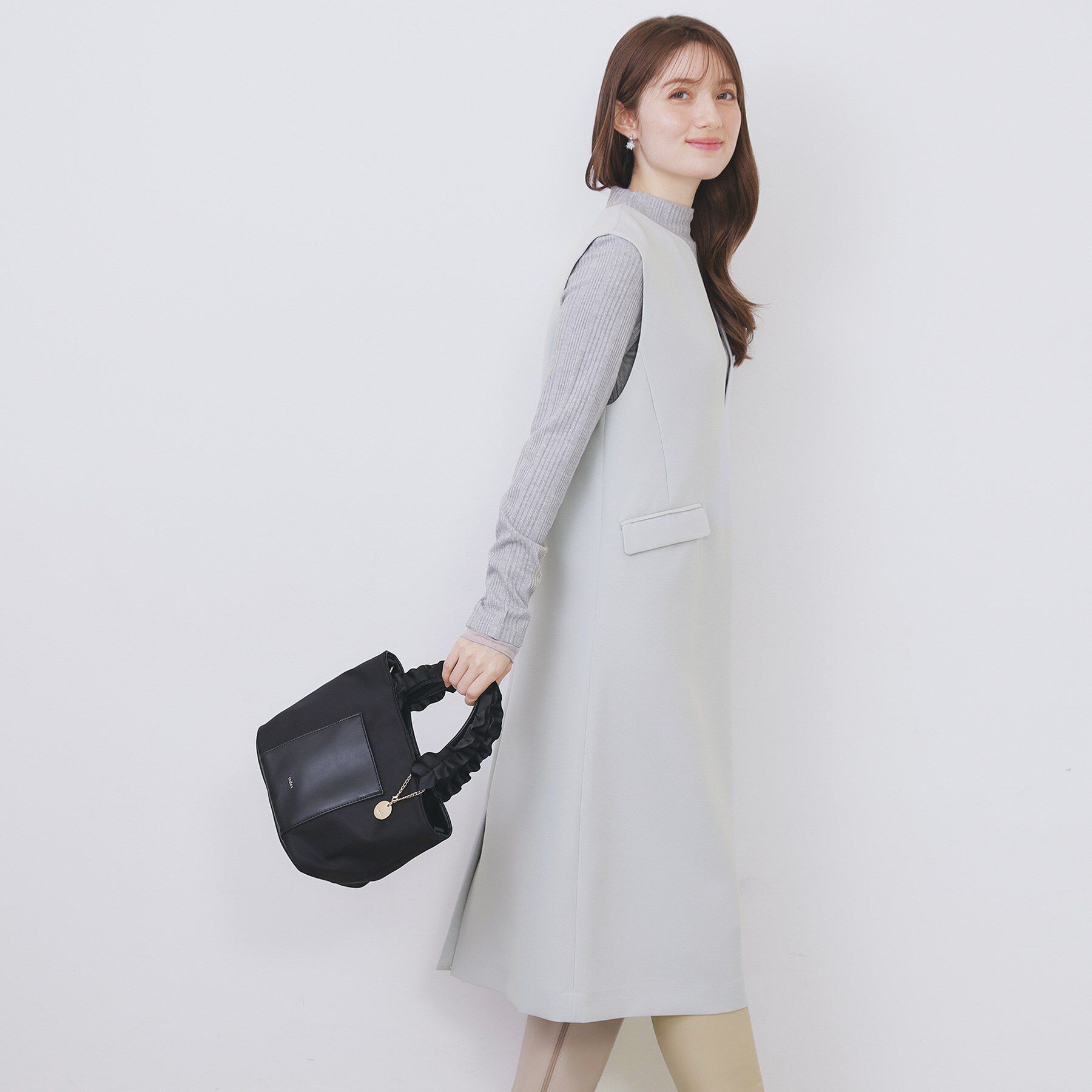 index「キーネックジャンスカ【洗濯機OK/防シワ/イージーアイロン】」|ワンピース|