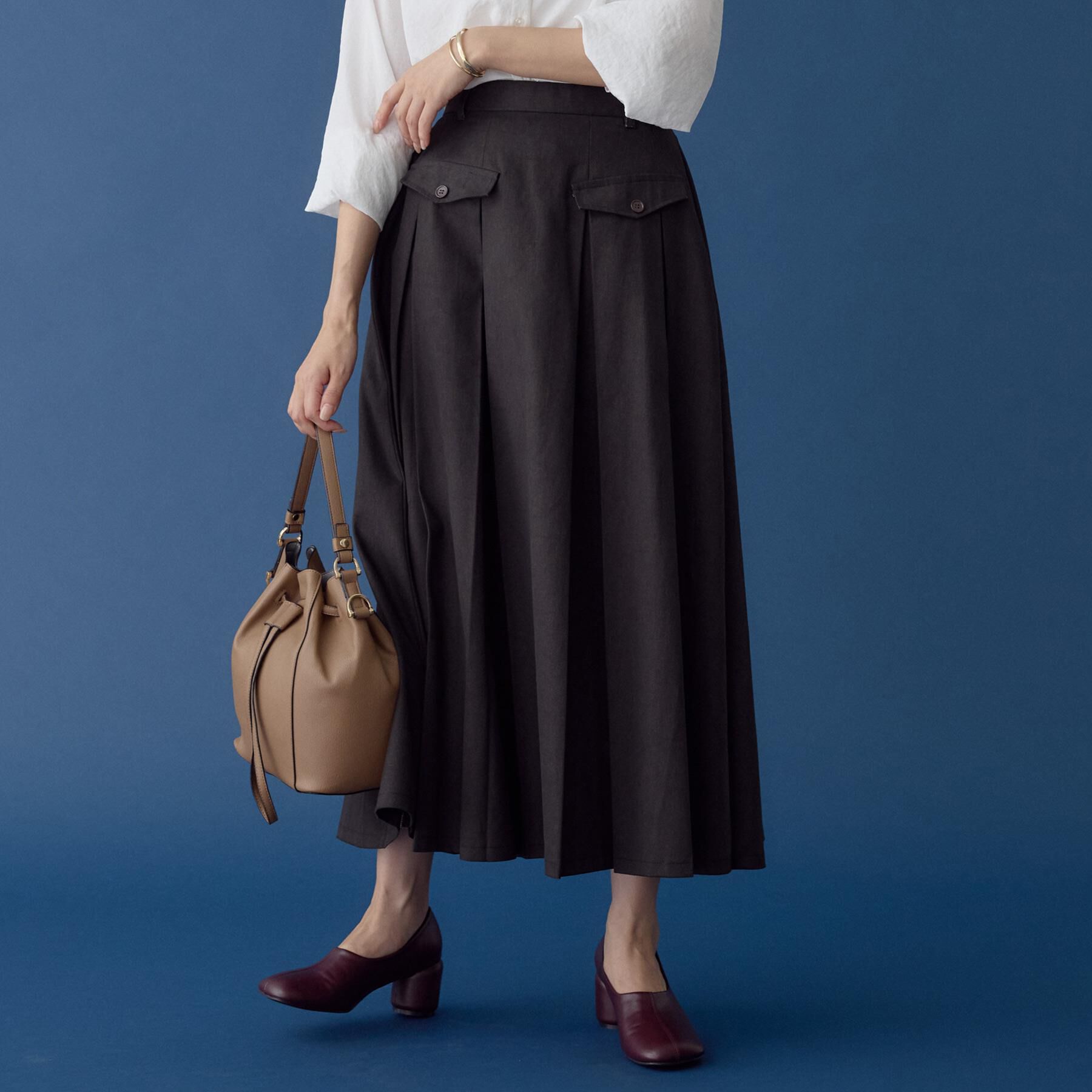 THE SHOP TK「フラップタックスカート【洗える】」|スカート|