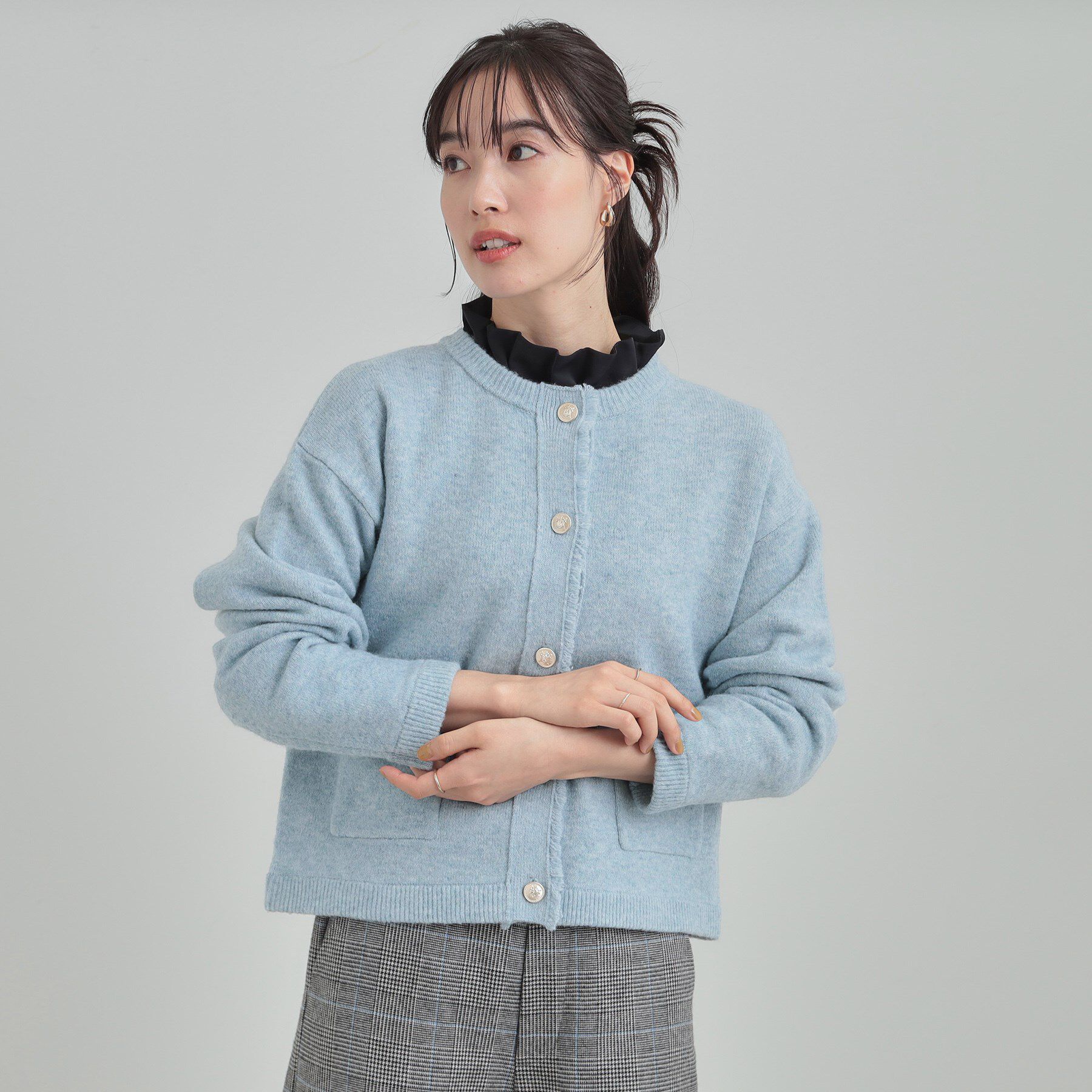 SHOO･LA･RUE「【洗濯機可/S-LL】きちんと感が魅力 ジャケットライクカーディガン」|カーディガン|