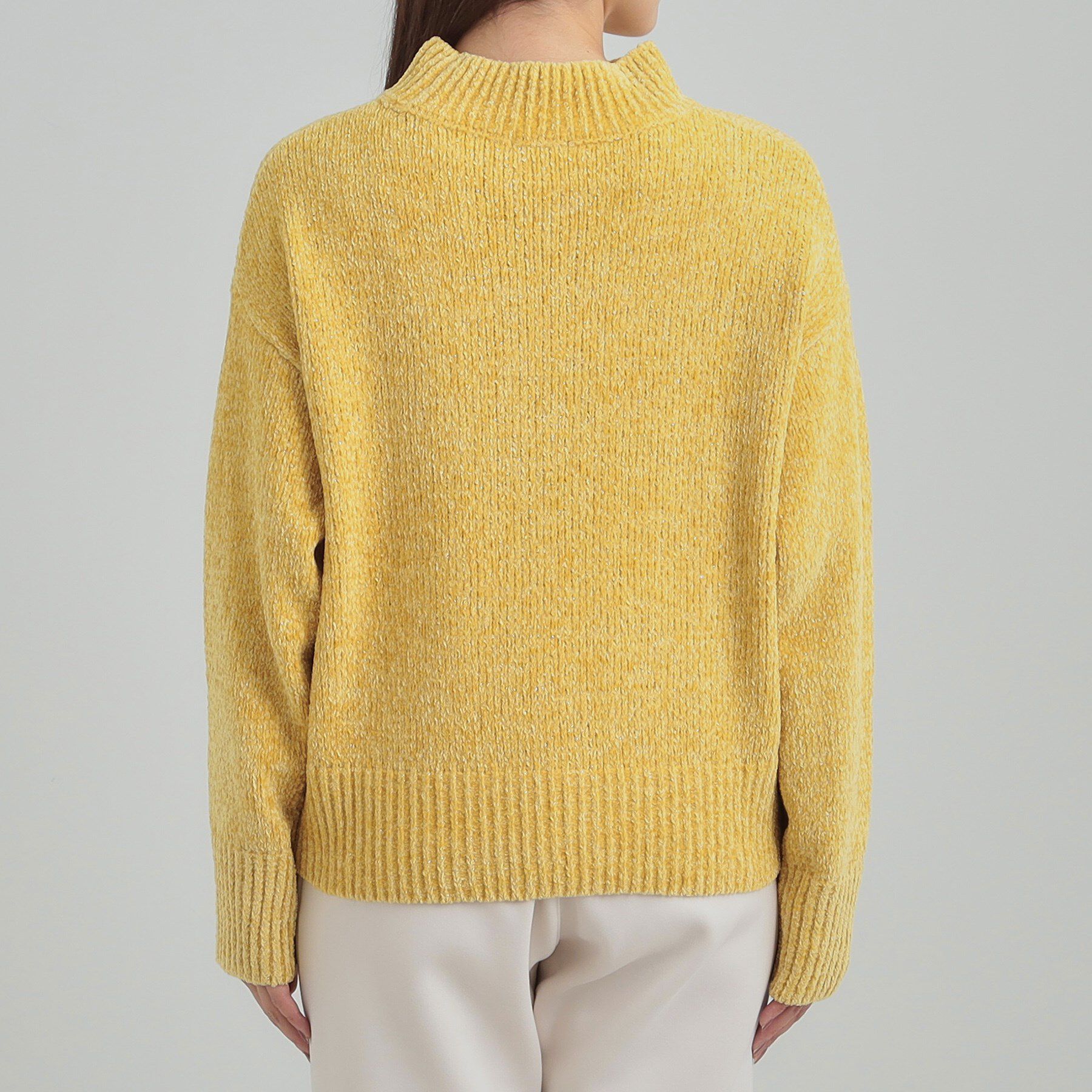 SHOO･LA･RUE「【S-LL】ほんのりラメで女性らしい ベロアモールモックネックニット」|ニット・セーター|