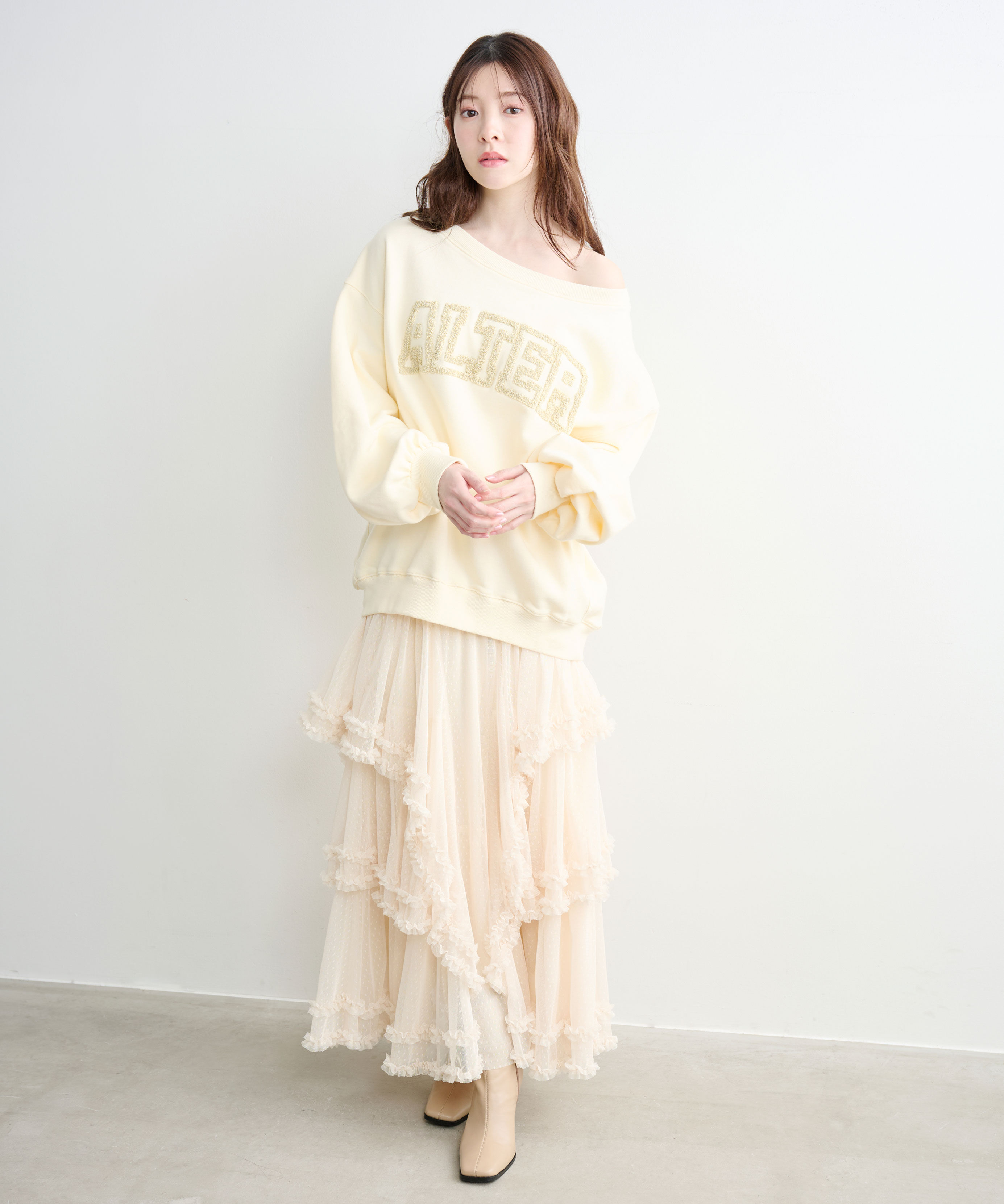 COCO DEAL「ドットチュールティアードフレアスカート」|スカート|アイボリー